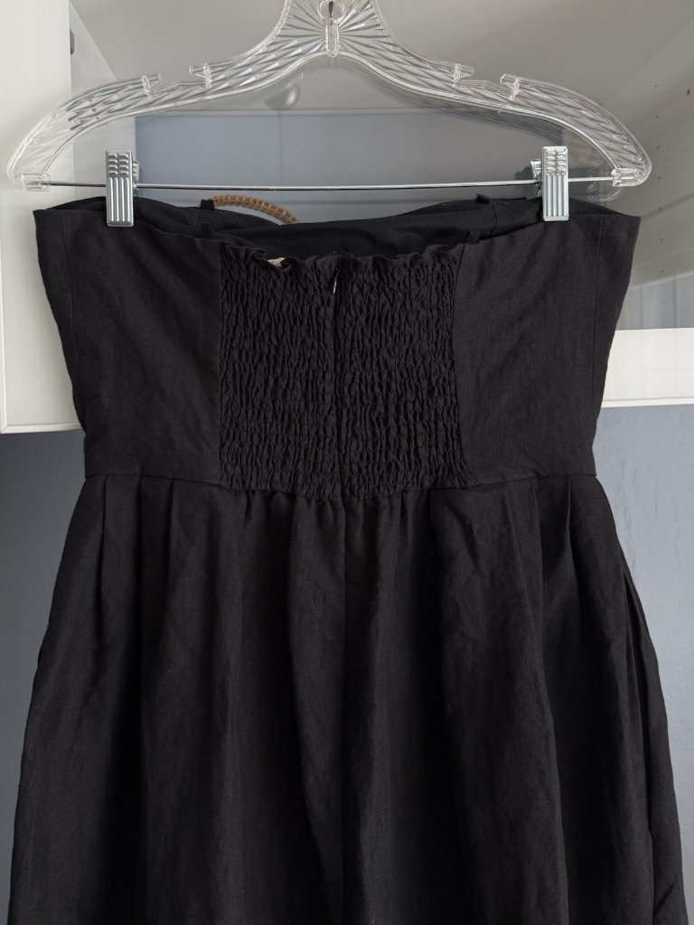 Linennaive Strapless Midi Linen Dress Bow Black Comfort First Classy Always Sz S — image 4 of 8
